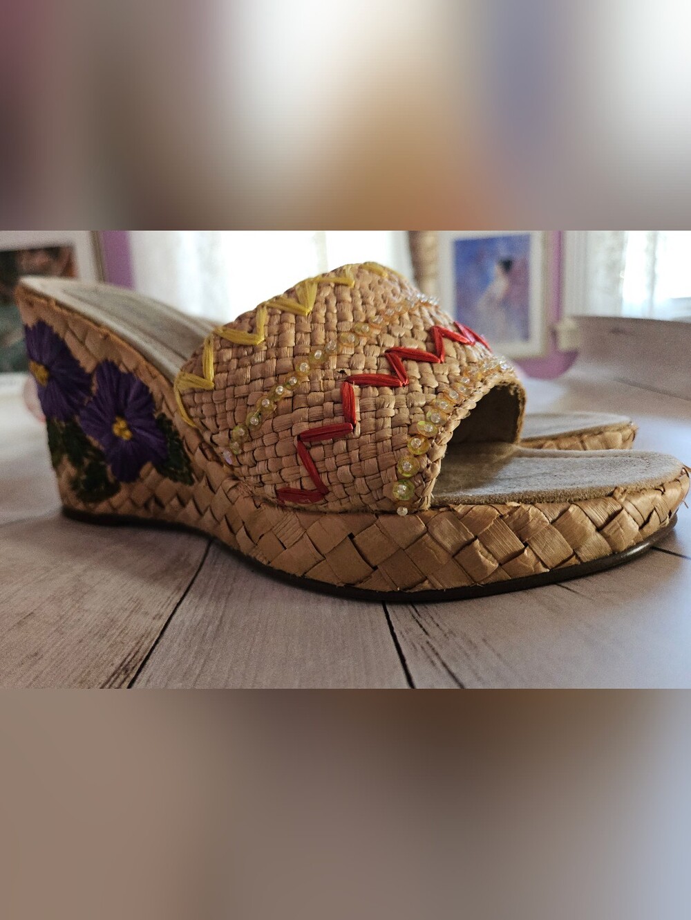 Gellar II raffia Floral Wedges
